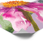 Paarse roze Waterverf Wildbloemen Happy 60th Poster (Hoek)