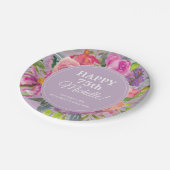 Paarse roze Waterverf Wilde bloem 75e verjaardag Papieren Bordje (Gekanteld)