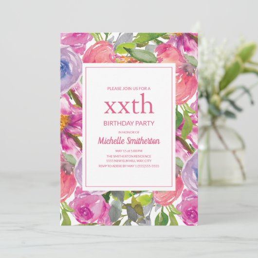 Paarse roze Waterverf Wilde bloem Elke zondag Kaart (Staand voorkant)