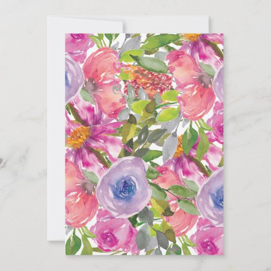 Paarse roze Waterverf Wilde bloem Elke zondag Kaart (Achterkant)