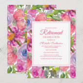 Paarse roze Waterverf Wilde bloem Pensioenuitkerin Kaart (Voorkant / Achterkant)