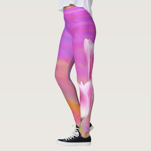 Paarse roze wervelkolom Tulip Leggings (Links)