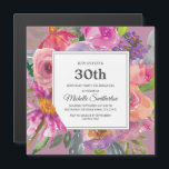 Paarse roze wilde bloem 30th Birthday Party Square Magnetische Uitnodiging<br><div class="desc">Kleurrijke paarse en roze waterverf wilde bloem op 30e verjaardag vierkant magnetische uitnodiging voor vrouwen. Neem contact met ons op voor hulp bij aanpassingen of om passende producten aan te vragen.</div>