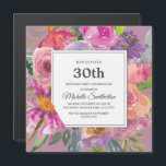 Paarse roze wilde bloem 30th Birthday Party Square Magnetische Uitnodiging<br><div class="desc">Kleurrijke paarse en roze waterverf wilde bloem op 30e verjaardag vierkant magnetische uitnodiging voor vrouwen. Neem contact met ons op voor hulp bij aanpassingen of om passende producten aan te vragen.</div>