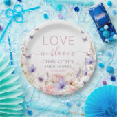 Paarse Roze Wilde Bloem Vlinders Liefde in Bloei Papieren Bordje (Feest)