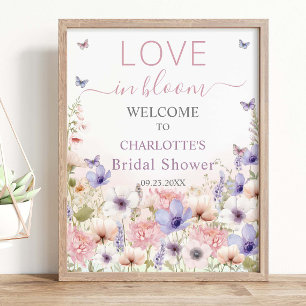 Paarse Roze Wilde Bloem Vlinders Liefde in Bloei Poster