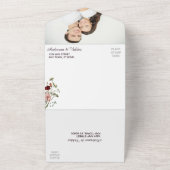 Paarse roze wilde bloemen all in one uitnodiging (Buitenkant)