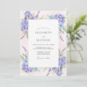 Paarse Roze Wilde Bloemen Bruiloft Kaart (Staand voorkant)