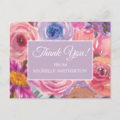 Paarse roze wilde bloemen dank u briefkaart (Voorkant)