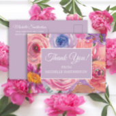 Paarse roze wilde bloemen dank u briefkaart