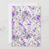 Paarse-roze wilde bloemenwaterverf vrijgezellenfee kaart (Achterkant)