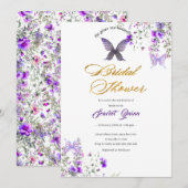 Paarse-roze wilde bloemenwaterverf vrijgezellenfee kaart (Voorkant / Achterkant)