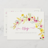 Paarse Roze Wilde Orchidee Bloemen Krans Bruiloft Briefkaart (Voorkant / Achterkant)