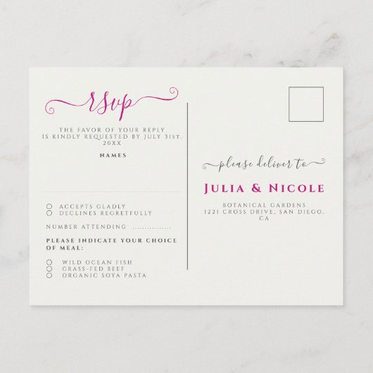 Paarse Roze Wilde Orchidee Bloemen Krans Bruiloft Briefkaart (Achterkant)