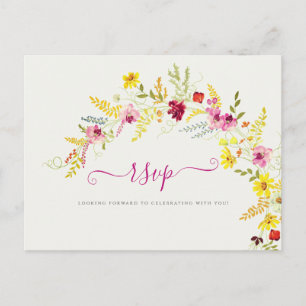 Paarse Roze Wilde Orchidee Bloemen Krans Bruiloft Briefkaart