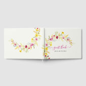 Paarse Roze Wilde Orchidee Bloemen Krans Bruiloft Gastenboek (Volledig)