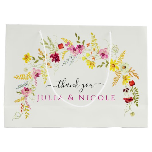 Paarse Roze Wilde Orchidee Bloemen Krans Bruiloft Groot Cadeauzakje (Achterkant)