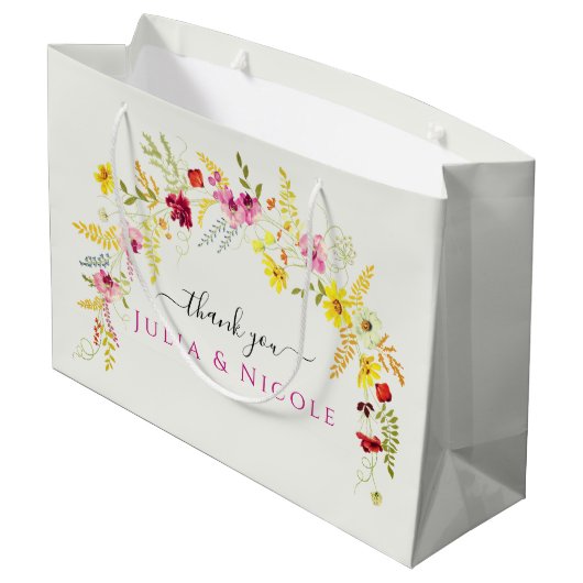 Paarse Roze Wilde Orchidee Bloemen Krans Bruiloft Groot Cadeauzakje (Achterkant Gekanteld)