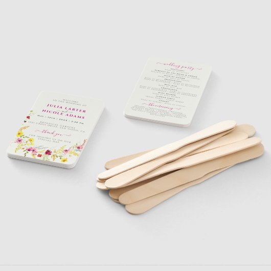 Paarse Roze Wilde Orchidee Bloemen Krans Bruiloft Handwaaier (Niet-gemonteerd)