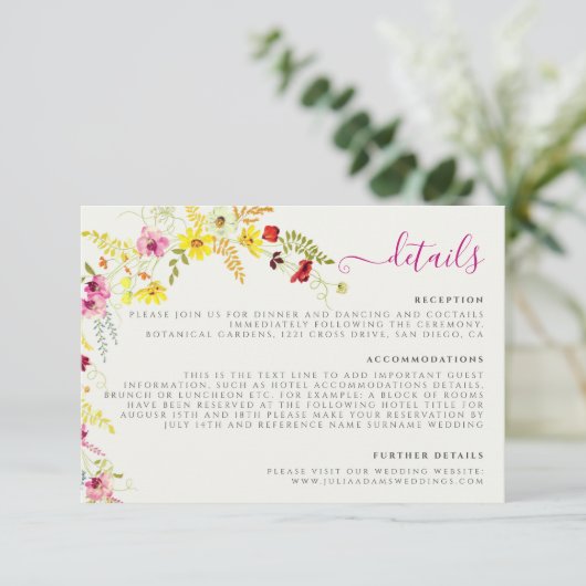 Paarse Roze Wilde Orchidee Bloemen Krans Bruiloft Informatiekaartje (Staand voorkant)