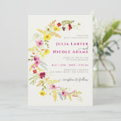 Paarse Roze Wilde Orchidee Bloemen Krans Bruiloft Kaart (Staand voorkant)