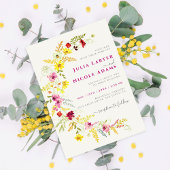 Paarse Roze Wilde Orchidee Bloemen Krans Bruiloft Kaart