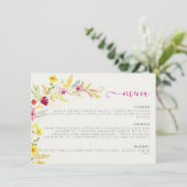 Paarse Roze Wilde Orchidee Bloemen Krans Bruiloft Menu (Staand voorkant)