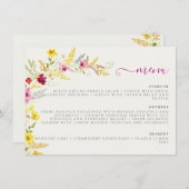 Paarse Roze Wilde Orchidee Bloemen Krans Bruiloft Menu (Voorkant / Achterkant)