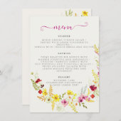 Paarse Roze Wilde Orchidee Bloemen Krans Bruiloft Menu (Voorkant / Achterkant)