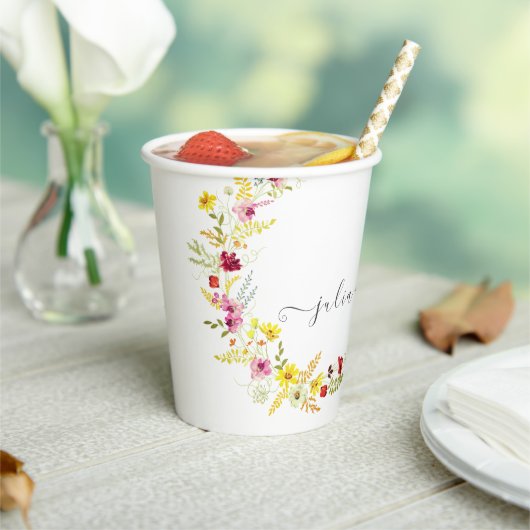 Paarse Roze Wilde Orchidee Bloemen Krans Bruiloft Papieren Bekers (Insitu)