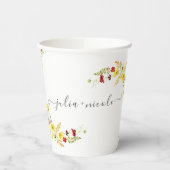 Paarse Roze Wilde Orchidee Bloemen Krans Bruiloft Papieren Bekers (Links)