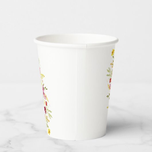 Paarse Roze Wilde Orchidee Bloemen Krans Bruiloft Papieren Bekers (Rechts)