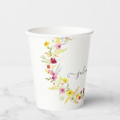 Paarse Roze Wilde Orchidee Bloemen Krans Bruiloft Papieren Bekers (Voorkant)