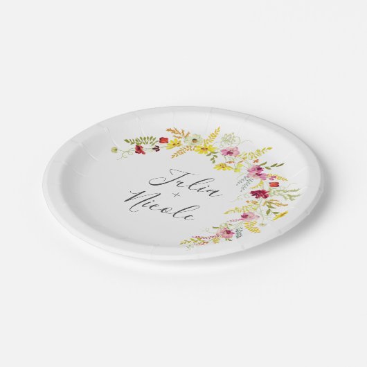 Paarse Roze Wilde Orchidee Bloemen Krans Bruiloft Papieren Bordje (Gekanteld)