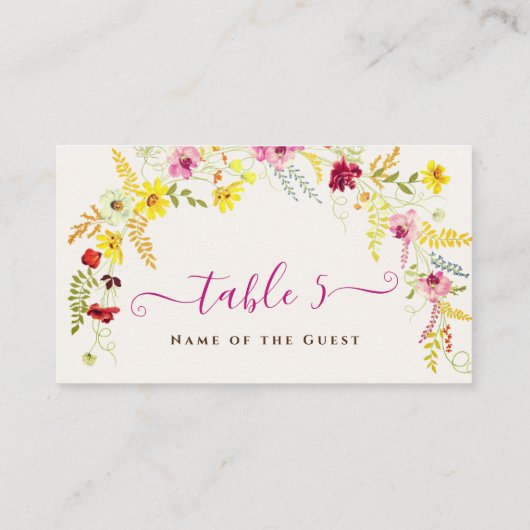 Paarse Roze Wilde Orchidee Bloemen Krans Bruiloft Plaatskaartje (Achterkant)