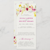 Paarse Roze Wilde Orchidee Bloemen Krans Bruiloft Programmakaart (Voorkant / Achterkant)