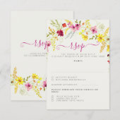 Paarse Roze Wilde Orchidee Bloemen Krans Bruiloft RSVP Kaartje (Voorkant / Achterkant)