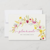 Paarse Roze Wilde Orchidee Bloemen Krans Bruiloft RSVP Kaartje (Achterkant)