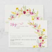 Paarse Roze Wilde Orchidee Bloemen Krans Bruiloft RSVP Kaartje (Voorkant / Achterkant)