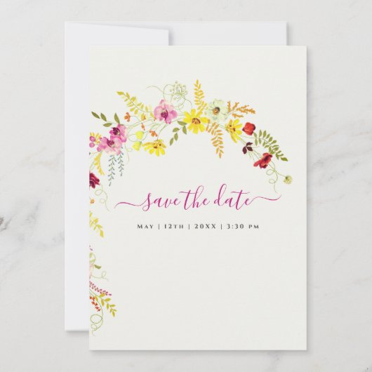 Paarse Roze Wilde Orchidee Bloemen Krans Bruiloft Save The Date (Achterkant)