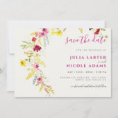 Paarse Roze Wilde Orchidee Bloemen Krans Bruiloft Save The Date (Voorkant)