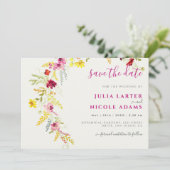 Paarse Roze Wilde Orchidee Bloemen Krans Bruiloft Save The Date (Staand voorkant)