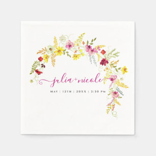 Paarse Roze Wilde Orchidee Bloemen Krans Bruiloft Servet