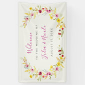 Paarse Roze Wilde Orchidee Bloemen Krans Bruiloft Spandoek (Verticaal)