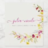 Paarse Roze Wilde Orchidee Bloemen Krans Bruiloft Wijn Etiket (Enkel label)