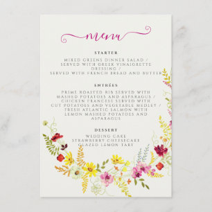 Paarse Roze Wilde Orchideeën Bloemenkrans Bruiloft Menu