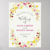 Paarse Roze Wilde Orchideeën Bloemenkrans Bruiloft Poster (Voorkant)