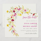 Paarse Roze Wilde Orchideeën Bloemenkrans Bruiloft Save The Date (Voorkant / Achterkant)