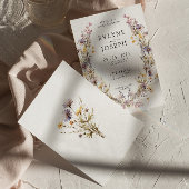 Paarse Roze Wildflower Boho Bloemen Krans Bruiloft Kaart