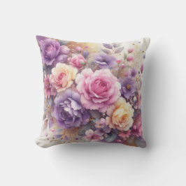  Paarse Roze Wildflower Rozen Floral Art Kussen